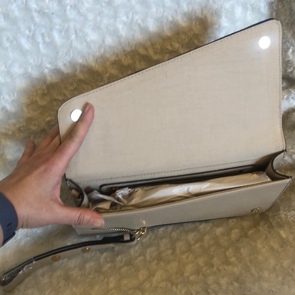 Brand new beige clutch with gold trim and studs - Picture 2 of 2